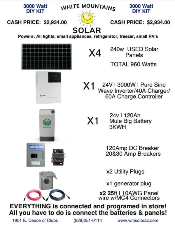 3000 Watt DIY Solar Panel Kits Mule Big Battery