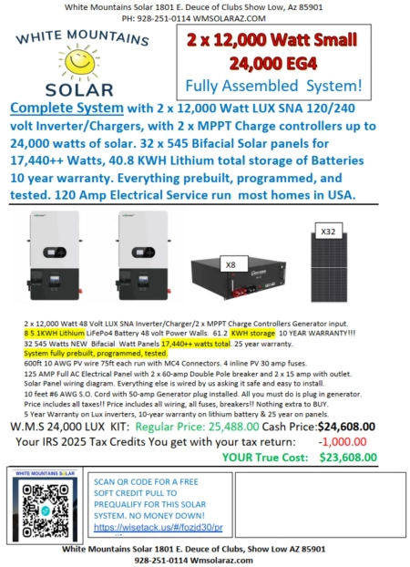 24kw solar kits show low az
