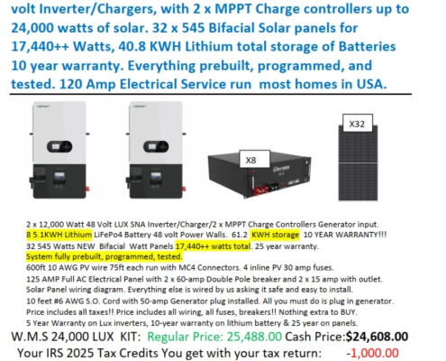 24kw solar kits show low az